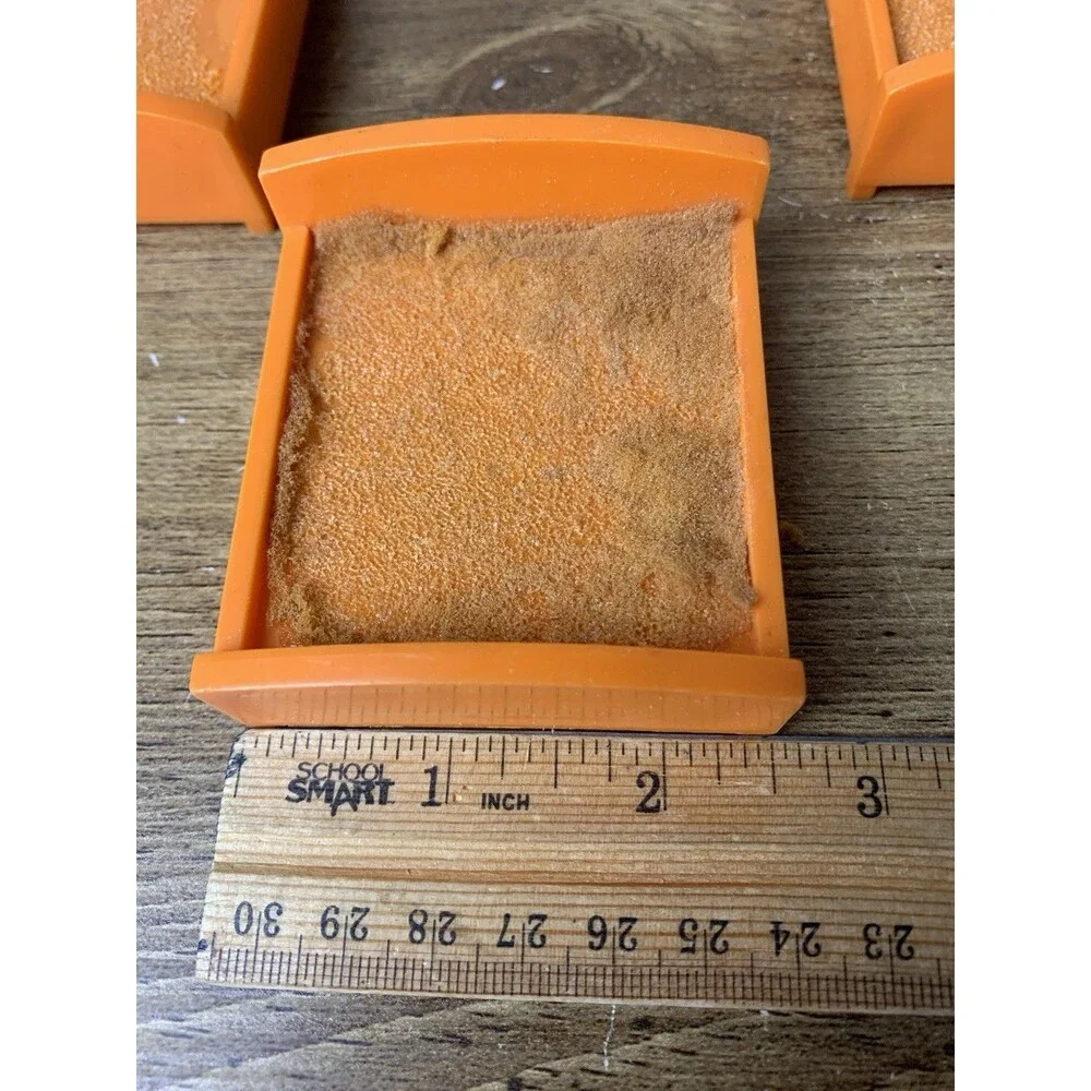 Vintage Fisher Price Little People lot/3 Orange Beds: 1 double 2 single